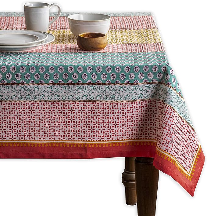 Maison d' Hermine Table Cloth Square Table 100% Cotton 60 x 60 Inches Tablecloth Reusable Decorative Everyday Use for Dining Room, Farmhouse, Home, Party, Festive & Wedding Spring Summer - Provence
