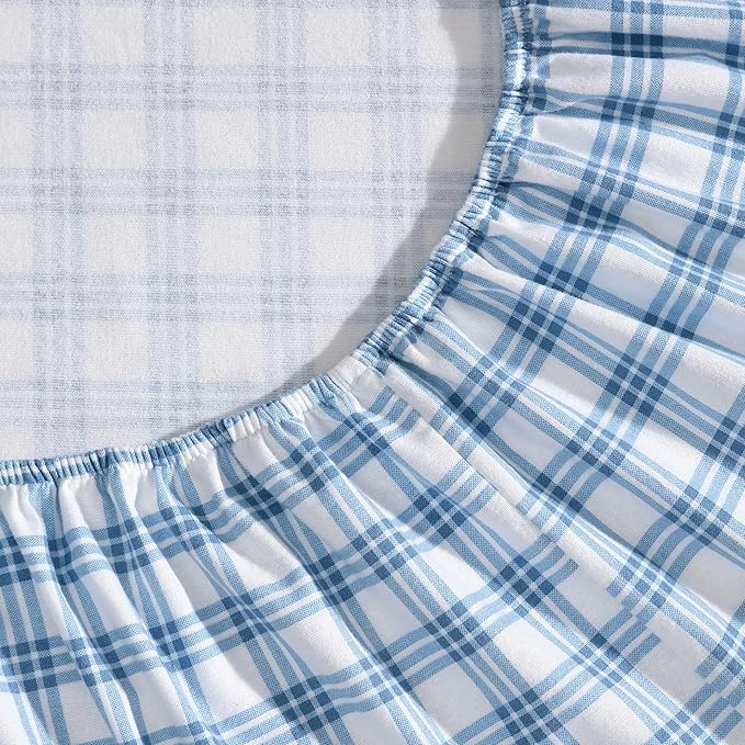 Eddie Bauer - King Bed Sheets, Cotton Flannel Bedding Set with Matching Pillowcases, Brushed for Extra Softness, Deep Pocket, Oeko-Tex Certified (Arrowhead Tartan Blue)