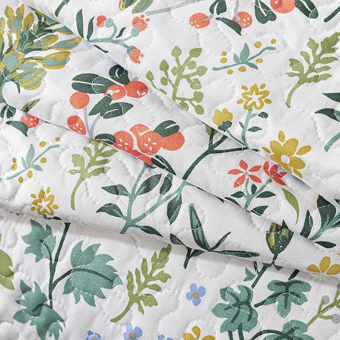 HoneiLife Floral Quilt King Size - 3 Pieces Microfiber Quilt Sets Lightweight Bedspreads Wildflower Coverlets Retro Bed Cover King Quilt Bedding Set All Season Quilts