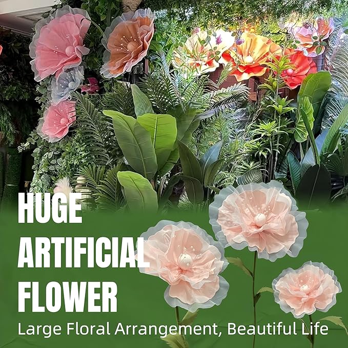 Large EVA Artificial Flower, 5.3ft Giant Flower Backdrop Decorations for Wedding Birthday Christmas Party Photography Mall Shop Window Display Home Decor Props, Pink