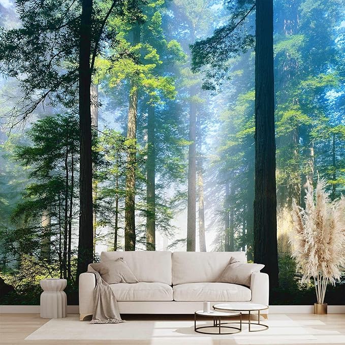 Forest Landscape Wall murals Woodland Tree Peel and Stick Wallpaper for Bedroom Living Room - 58"x86"