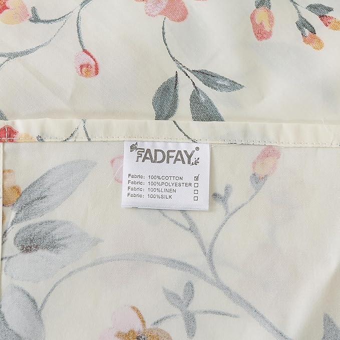 FADFAY Floral Sheets Queen Vintage Pink Floral Bedding Shabby Beige Elegant Botanical Sheets Rustic Farmhouse Bedding 800 Thread Count 100% Egyptian Cotton Deep Pocket Fitted Sheet 4Pcs, Queen Size