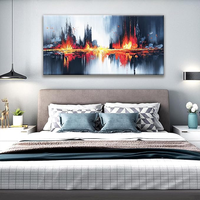 Black Abstract Wall Art Bedroom Wall Art For Living Room Canvas Wall Art Decor Red Gold Abstract Wall Decor Painting Prints For Kitchen Office Home Decoration 24" X 48" Ready To Hang