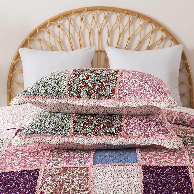 HoneiLife Quilt Set King Size - Rustic Bedspreads 106x96, Tufted Quilts 3-Piece, Patchwork Coverlet Lightweight Bedding Sets All Season Quilts