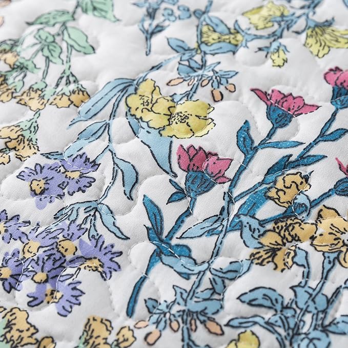 HoneiLife Quilt Sets Queen Size - Floral Quilt 3-Piece,Botanical Bedspreads Wildflower Coverlets for Queen Bed,Microfiber Bed Cover, Queen Quilt Bedding Set All Season Quilts-Variety