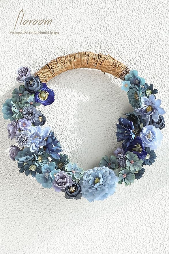 Floroom Mini Artificial Flower Heads Dusty & Navy Blue Fake Peony Daisy Rose Multicolor Small Faux Silk Flower Heads for Cake Craft Garland Wedding Party Graduation Cap DIY Home Decoration, 0.8"-3.6"