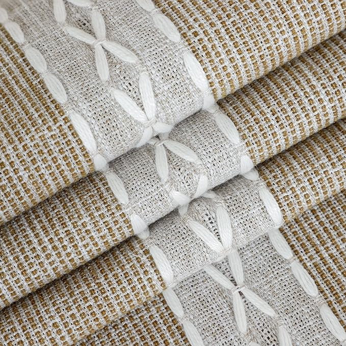 Farmhouse Braided Striped Table Runner Rustic Embroidery Coffee Table Runners for Decorations Weddings Holiday Brown13x60inch
