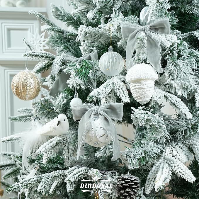 Silver Velvet Ribbon 1.5 inch Silver Frayed Velvet Raw Edge Ribbon for Christmas Wreaths, Tree Decoration, Flower Bouquet, Gift Wrapping, Bows Making -3 Yards