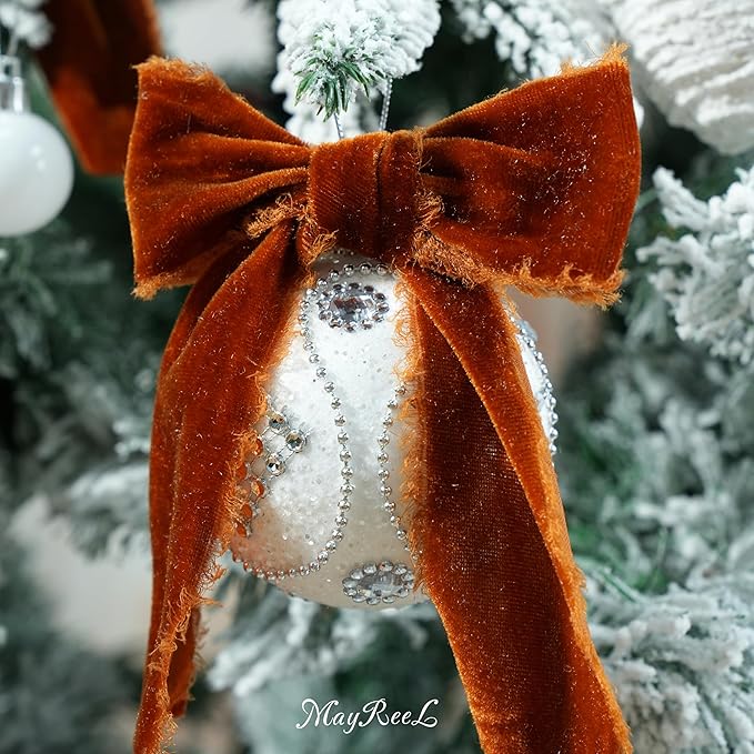 MAYREEL 2 Inch Copper Velvet Ribbon Hand Torn Auburn Silk Frayed Edge for Bridal Bouquets Invitations Wedding Vow Books Gift Baskets Hair Bows 3 Yards
