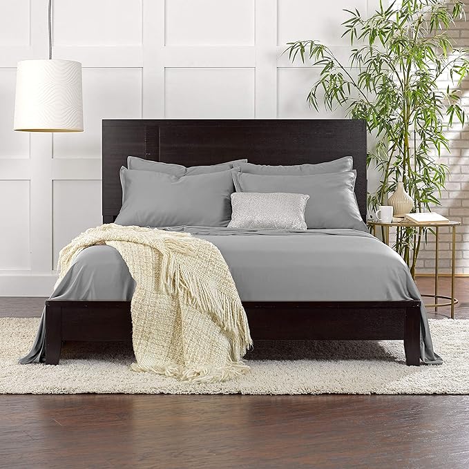 Pure Bamboo California King Sheets, Genuine 100% Organic Viscose Derived from Bamboo Bed Sheet Set, Soft & Cooling, Double Stitching, 2 Year Quality Promise (California King, Stone Grey)