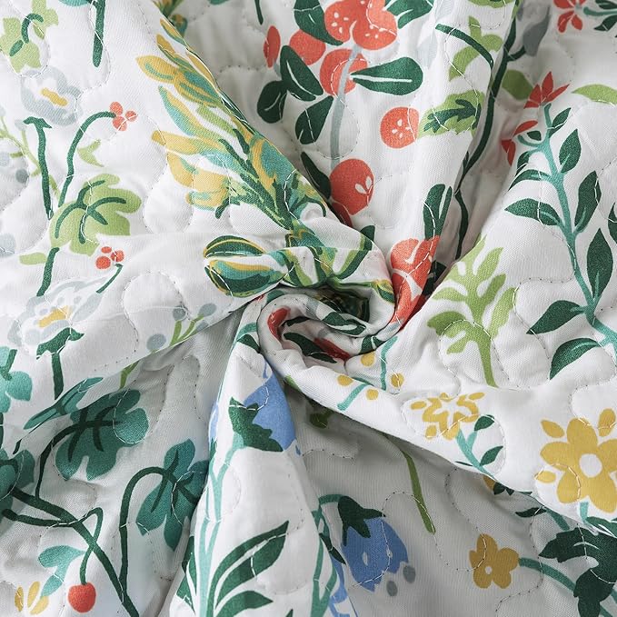 HoneiLife Oversized Queen Bedspread - Floral Quilt Sets 106"x106",3-Piece Lightweight Bedspreads Microfiber Coverlets Queen Quilt Bedding Sets Wildflower Quilts for All Season Use