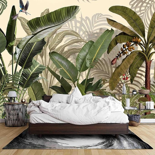 Wall Mural Peel and Stick Vintage Floral Mural- Thick Canvas Waterproof Wallpaper Art for Living Room Bedroom, Large Self-Adhesive Decor (Color-5, 197×120 inch)