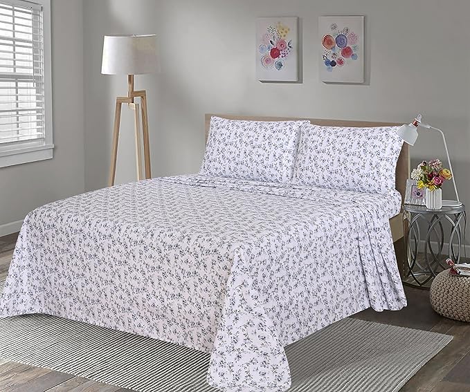 RUVANTI Flannel Sheets Twin XL Size - 100% Cotton Double Brushed Twin XL Sheet Sets, Deep Pockets 16 Inches, All Seasons Breathable & Extra Soft Bed Sheets, Warm & Cozy, 3 Piece, Perri Me