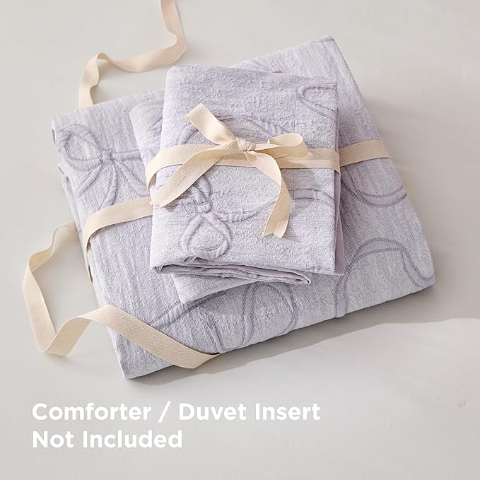 Bedsure Purple Duvet Cover King Size with Bowknot Jacquard Design, Soft and Elegant Boho Bedding Set, Luxurious Craftsmanship for a Stylish Bedroom,Includes 1 104"x90" Duvet Cover & 2 Pillow Shams