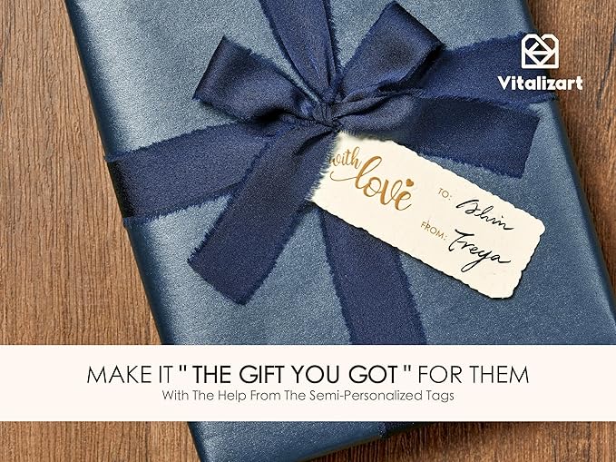 Vitalizart Blue Wrapping Paper Set 30" Pearly-Lustre With Silk Like Satin Ribbon & Gift Tags Recyclable Christmas Gift Wrapping Birthday Baby Shower Wedding Handmade Crafts 197"(16.4 Ft)