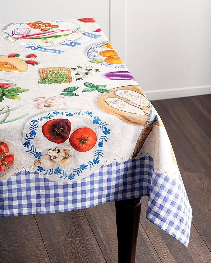 Maison d' Hermine Table Cloth Square Table 100% Cotton 60 x 60 Inches Tablecloth Reusable Decorative Everyday Use for Dining Room, Farmhouse, Home, Party, Festive & Wedding Spring Summer - Gourmand