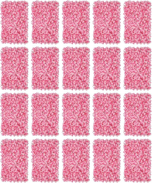 Flower Wall Panel Floral Backdrop,20Pack Pink Flower Wall Decor,Silk Rose Wall, Artificial Flower Wall Backdrop Faux Flower Panel for Wedding