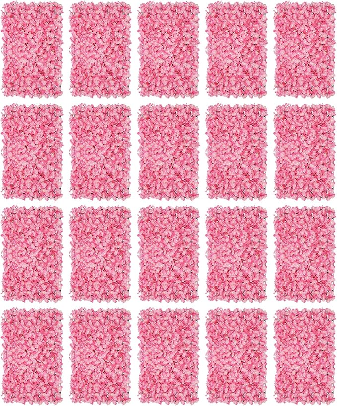 20pcs Artificial Flower Wall Panel Flowers Wall Decoration Pink for Home Party Wedding Festival Decor