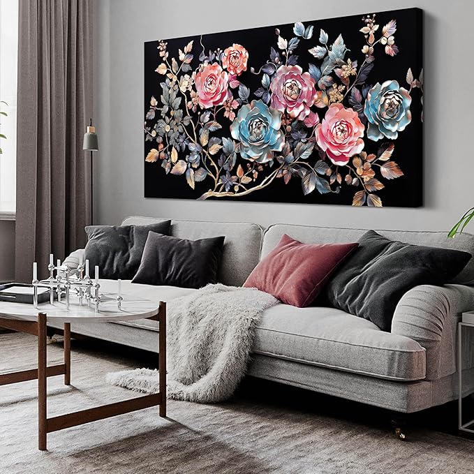 Flowers Canvas Wall Art for Office Colorful Prints Decor for Bedroom Wall Art for Living Room Large Size 29" x 58"