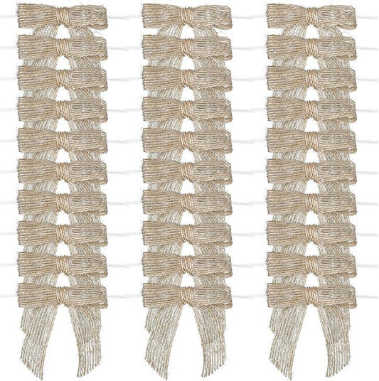 7Rainbows 30pcs Boutique 2.5" Burlap Ribbon Bows Craft Twist Tie Bows for Tying Up Packages Gift Wrapping Christmas Tree