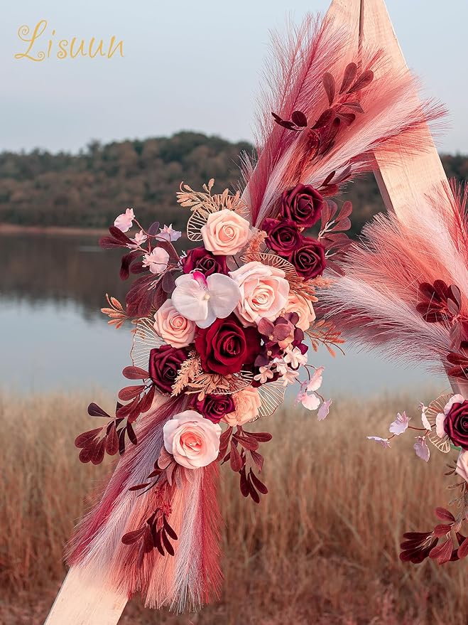 Wedding Arch Flowers, Artificial Flowers for Decoration, Large Flower Swag for Boho Styles Wedding Ceremony Floral Decor - Pack of 2