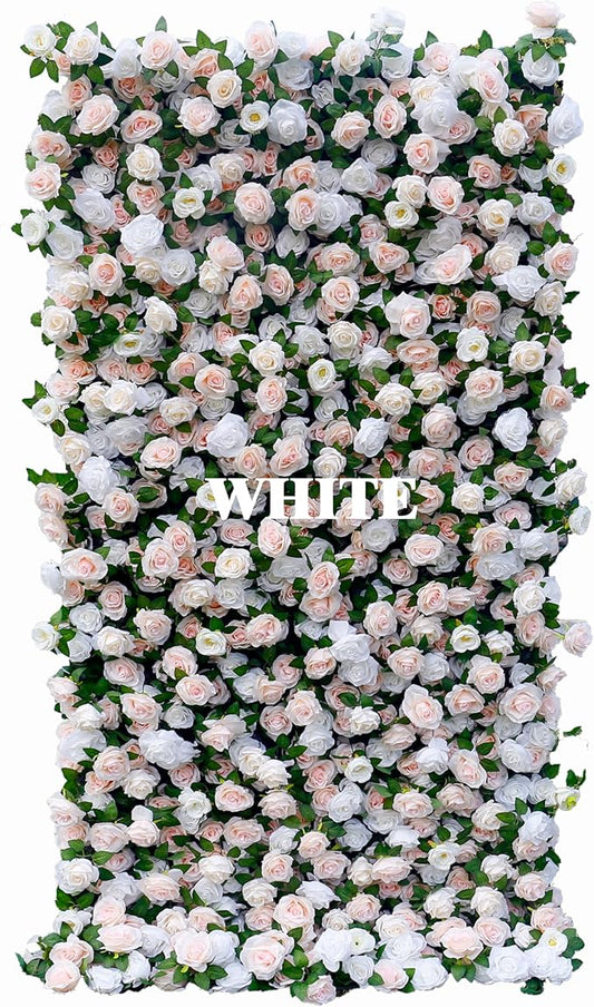 Artificial Flower Wall Panel 4×8 ft (1.2×2.4 m), Realistic Artificial Blooms, Photo-Ready Backdrop for Wedding, Parties & Photo Booth, Assembly-Friendly (Panel Only)