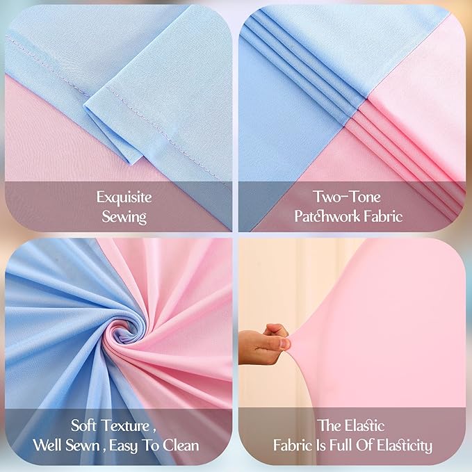 Pink and Blue Arch Backdrop Cover 8FT 7.2FT 6.6FT Arch Covers Stretchy Backdrop Set of 3, Gender Reveal Arch Cover Spandex Fitted Fabric Arch Covers for Boy or Girl Party Birthday Baby Shower Decor