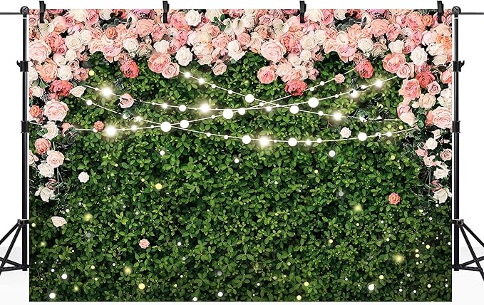 Riyidecor Flower Wall Backdrop Polyester Fabric Pink Rose Floral Blossom Leaves Spring 5Wx3H Feet Birthday Women Girls Photography Background Birthday Wedding Photo Studio Shoot