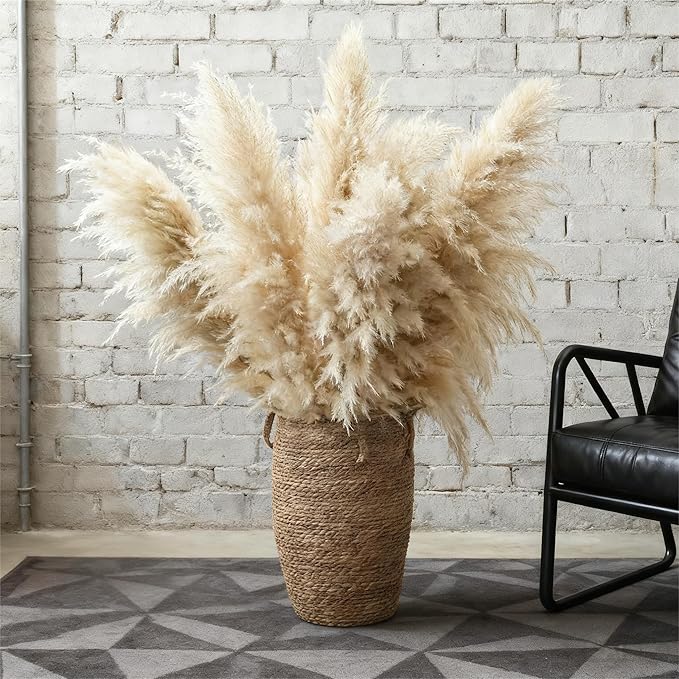 40-inch 20 Stems Tall Pampas Grass Decor. Tall Pampas Dried Flower Decor. Large Pampas Boho Home Decor Bouquet, Fluffy Pampas Grass, for Living Room, Wedding, Party,Home Decor