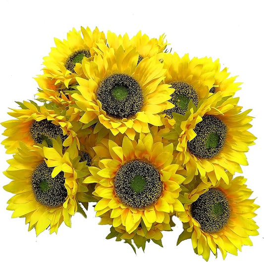 Artificial Flower 20pcs 6''W Silk Sunflower Heads Real Looking Fake Sunflower for Wedding Centerpieces Home Décor Wall Wreath Photography Props(Yellow)