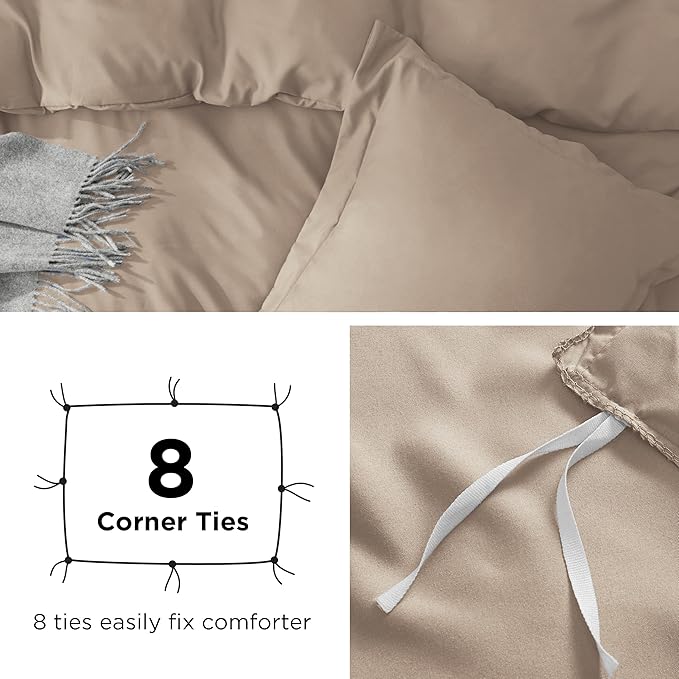 Bedsure Duvet Cover King Size - Soft Double Brushed Bedding Set for Kids & Adults, Zipper Closure, 3 Pieces, Includes 1 Duvet Cover (104"x90") & 2 Pillow Shams, NO Comforter, Hazel