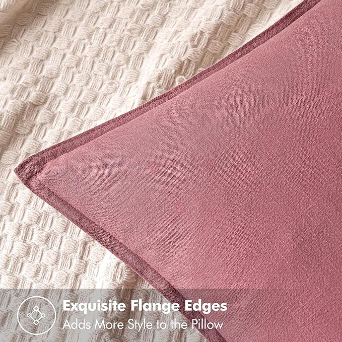 MIULEE Decorative Linen Pillow Covers 20x20 Inch Cranberry Red Boho Farmhouse Neutral Couch Throw Pillows for Bed Pack of 2 Accent Modern Pillowcase Sofa Livingroom Home Decor
