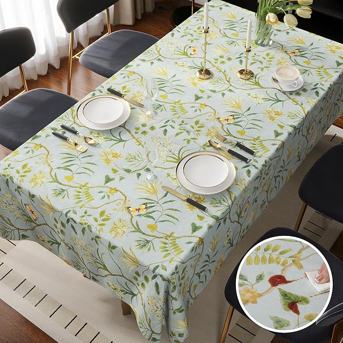 Square Table Cloth,100% Waterproof Tablecloth Oil Proof Spill Proof Vinyl Table Cloth, Wipe Clean Plastic Table Cover for Dining, Camping, Indoor and Outdoor 54" x 54",Leaves