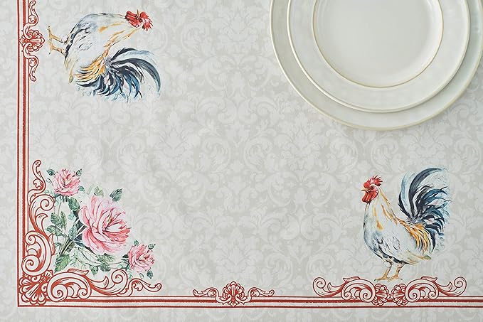 Maison d' Hermine Table Cloth Square Table 100% Cotton 60 x 60 Inches Tablecloth Reusable Decorative Everyday Use for Dining Room, Farmhouse, Home, Party, Festive & Wedding Spring Summer - Campagne