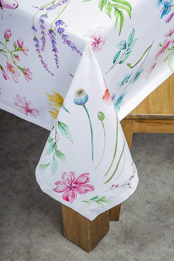 Maison d' Hermine Table Cloth Rectangle Table 100% Cotton 70 x 108 Inches Tablecloth Reusable Decorative for Dining Room, Farmhouse, Home, Party, Festive & Wedding Spring Summer - Just Floral