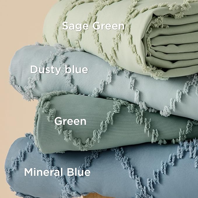 Bedsure Boho Cal King Duvet Cover - Green Breathable & Soft Boho Bedding, Machine Washable Comforter Cover for All Seasons, Includes 1 Duvet Cover 104"x98" with 2 Pillow Shams & Zipper Closure