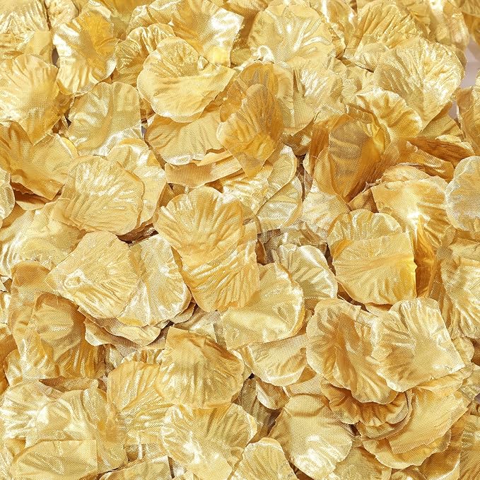 1000 Pcs Artificial Fake Rose Petals,Flower Petals for Romantic Night, Engagement, Party, Wedding, Event Flower Decorations, in Bulk(Gold)