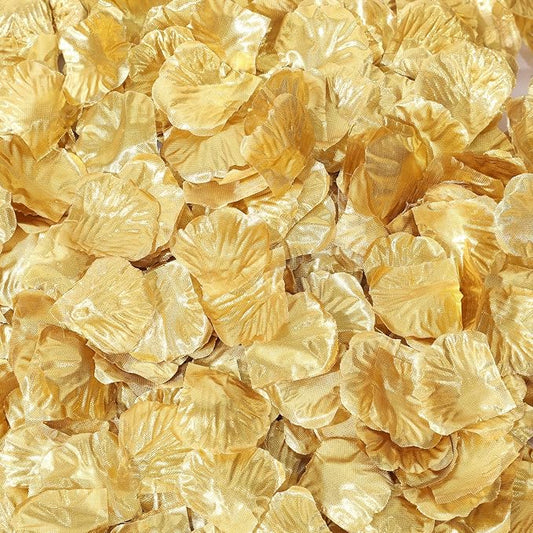 1000 Pcs Artificial Fake Rose Petals,Flower Petals for Romantic Night, Engagement, Party, Wedding, Event Flower Decorations, in Bulk(Gold)