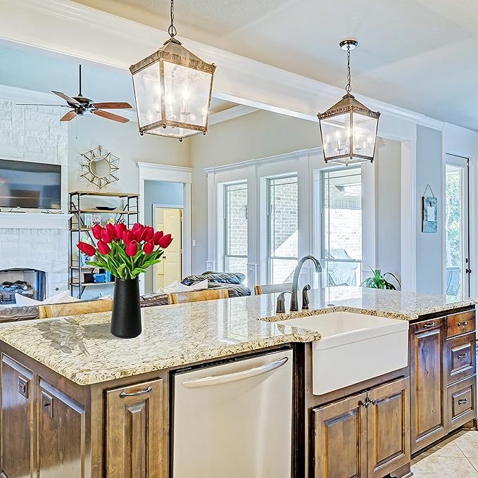 Mandy's Artificial Tulips 20 Stems Hot Pink PU Faux Flowers for Thanksgiving and Christmas Decorations Wedding Home Decor 13.5 Inch