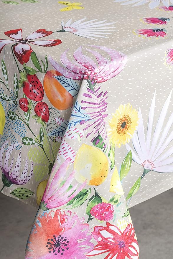 Maison d' Hermine Table Cloth Rectangle Table 100% Cotton 60 x 90 Inches Tablecloth Reusable Decorative for Dining Room, Farmhouse, Home, Party, Festive & Wedding Spring Summer - Jardin D'Ete - Fog