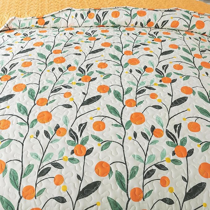 HoneiLife Floral Quilt Sets - Botanical Bedspreads 3-Piece, Wildflower Coverlet for Queen Beds, Lightweight Bed Cover, All Season Use