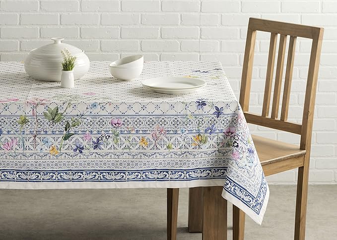 Maison d' Hermine Table Cloth Square Table 100% Cotton 54 x 54 Inches Tablecloth Reusable Decorative Everyday Use for Dining Room, Farmhouse, Home, Party, Festive & Wedding Spring Summer - Faience