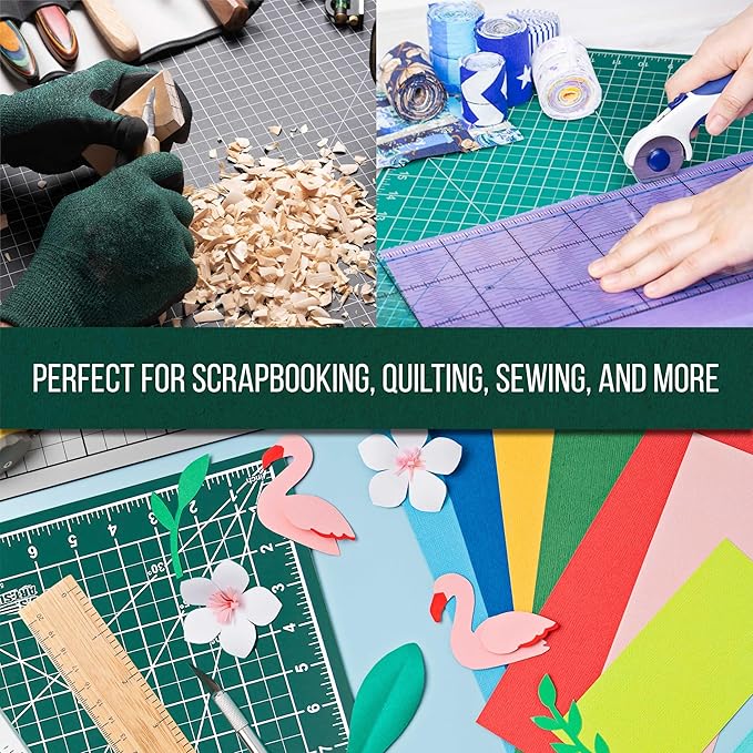 U.S. Art Supply 24" x 36" Self-Healing Cutting Mat 5-Ply - Double-Sided Green/Black Craft Mat, Non-Slip Cutting Mats for Crafts, Sewing, Quilting, Scrapbooking