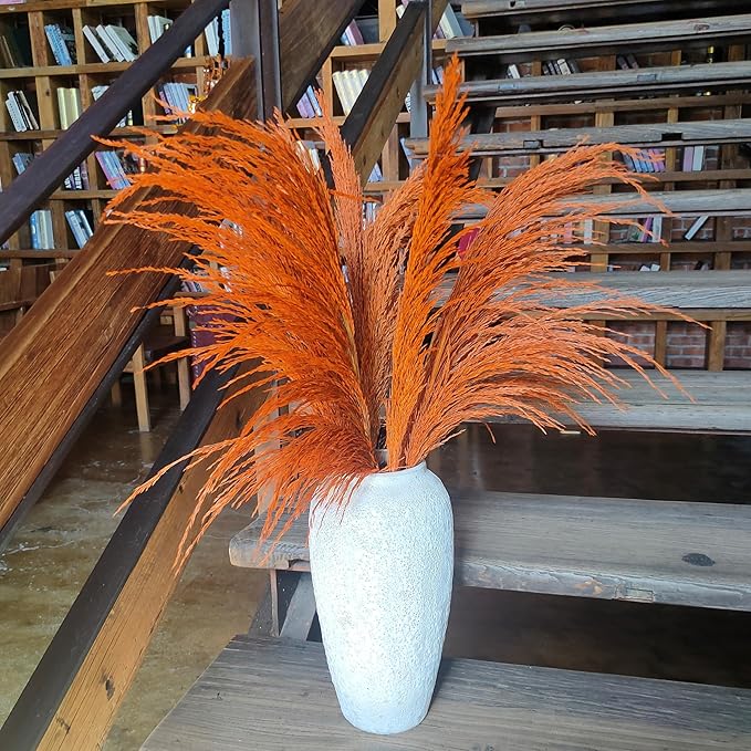 Pampas Grass Decor Tall,Long Pampas, Large Pompas Floral, Elegant Feather Flowers for Wedding Decorations, Living Room Decor (Natural Orange, 6pcs 43.3"(110cm))