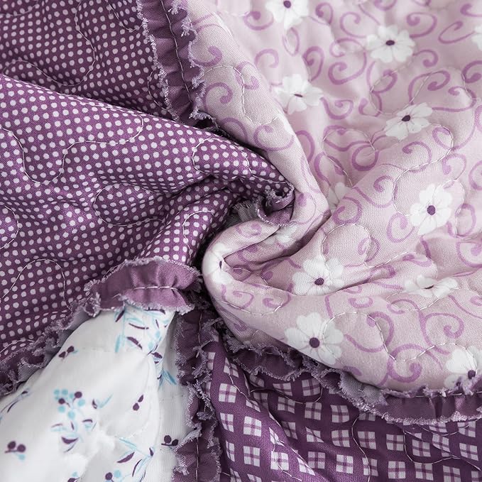 HoneiLife Quilt Set King Size - Lightweight Bedspreads 106x96, Tufted Quilts 3-Piece, Patchwork Coverlet Rustic Bedding Sets All Season Quilts
