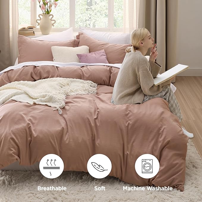 Bedsure Mocha Mousse Duvet Cover Twin/Twin XL Size - 2 Pieces Prewashed Cotton-Like Extra Soft Bedding Set, Includes 1 Twin Duvet Cover 68x90 Inches with Zipper Closure & 1 Pillow Sham, No Comforter