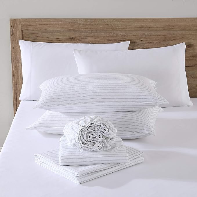 Eddie Bauer - Flannel Sheets Full Size, Anti-Pilling & Wrinkle Resistant Cotton, Touchably Soft for All-Season Comfort - Bed Sheets with Matching Pillowcases & Fitted Sheet (Trail Stripe Grey)