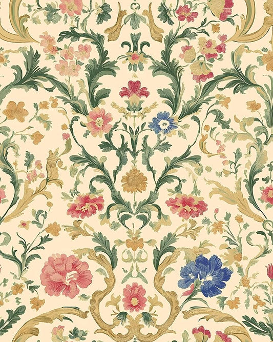 Vintage Peel and Stick Wallpaper Boho Yellow Floral Leaf Wallpaper Colorful Contact Paper 17.5in x 9.8ft Removable Self Adhesive Vinyl Waterproof Paper for Cabinet Bedroom Stairs Kitchen