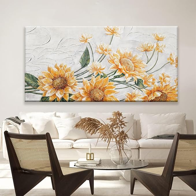 Suconvng Canvas Wall Art Living Room Home Wall Decor Modern Canvas Art Wall Decor 29x58 Inches Large Wall Art Elegant Sunflower Picture For Bedroom Dining Room Office Artwork