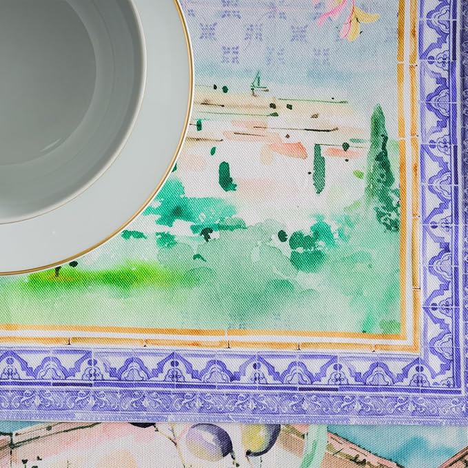 Maison d' Hermine Placemat 100% Combed Cotton Premium Cloth Placemats 13"x19" Washable Place Mats, Home, Kitchen, Dining, Cocktail Parties & Camping -Luberon (Set of 4)